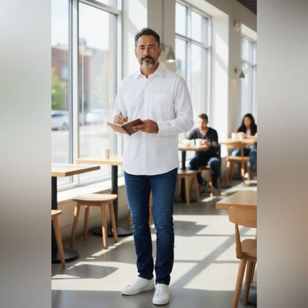 NWOT Eagle Shirtmakers Men's White Long Sleeve Dress Shirt - Size 15 - 32/33